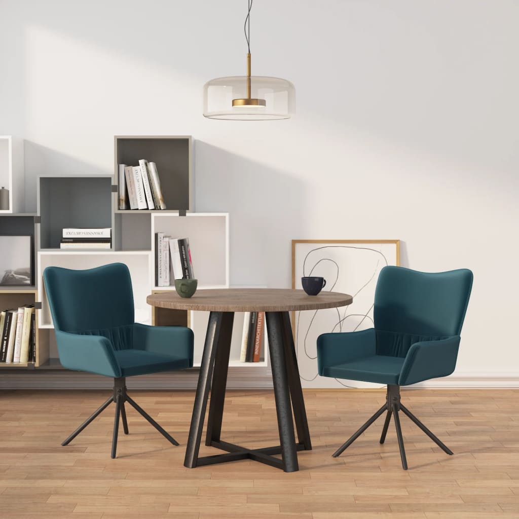 Sedie Da Pranzo Girevoli 2 Pz Blu In Velluto