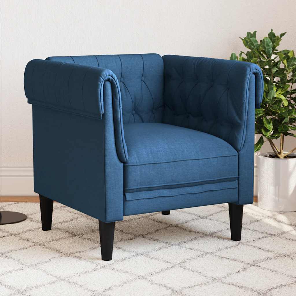 Poltrona Chesterfield Blu In Tessuto