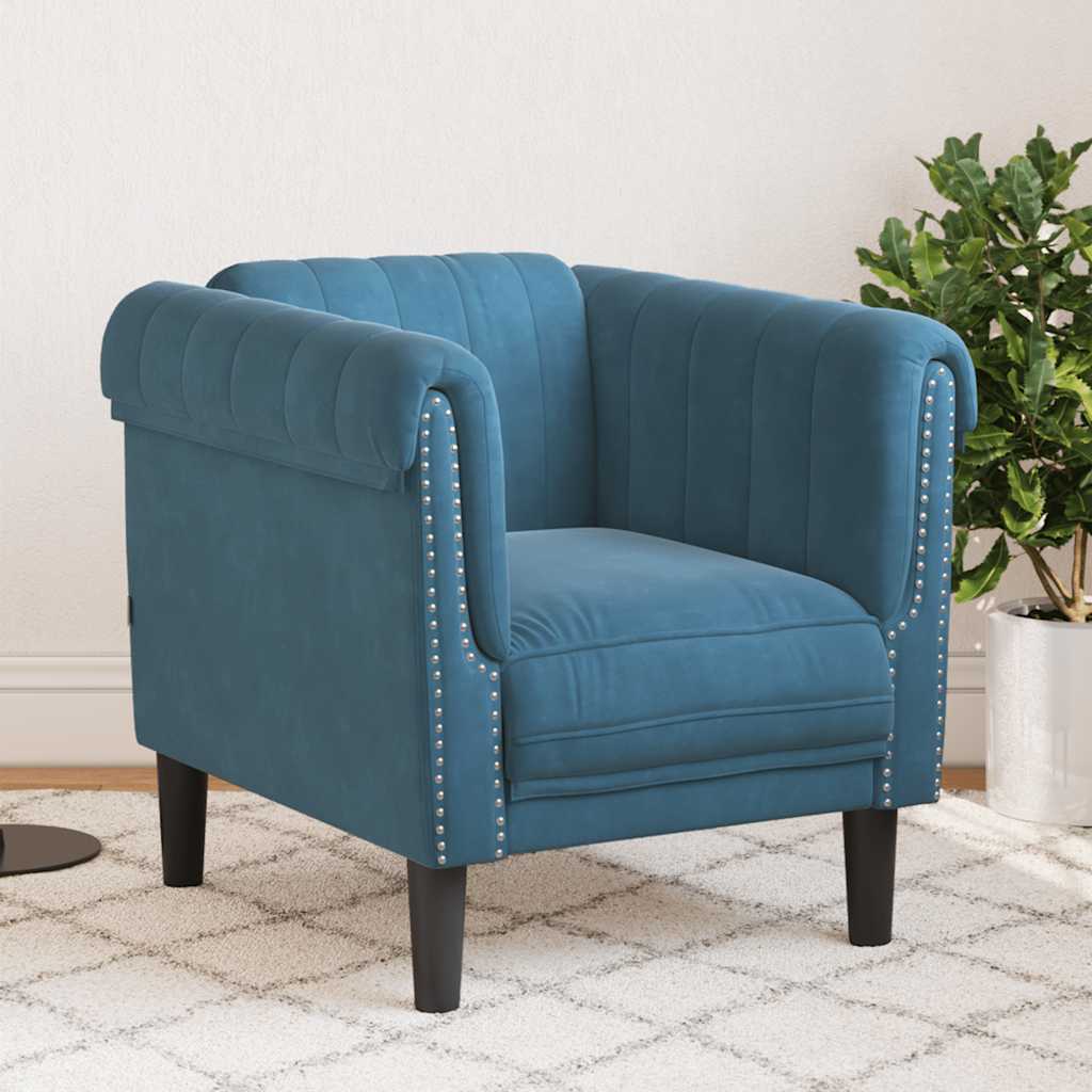 Poltrona Blu In Velluto
