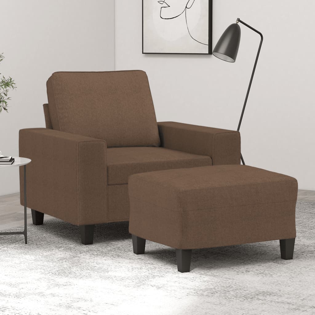 Poltrona Con Poggiapiedi Marrone 60 Cm In Tessuto