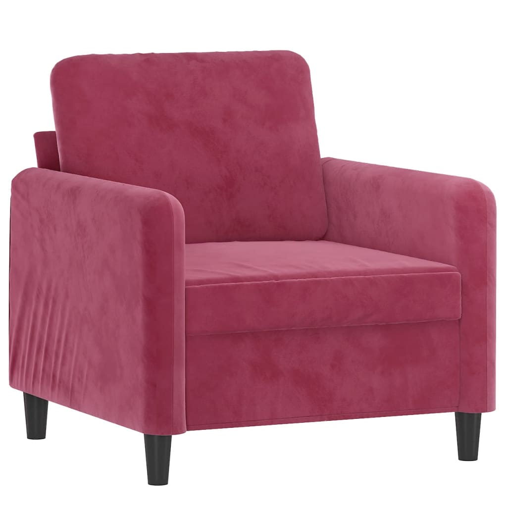Poltrona Con Poggiapiedi Rosso Vino 60 Cm In Velluto - Image 4