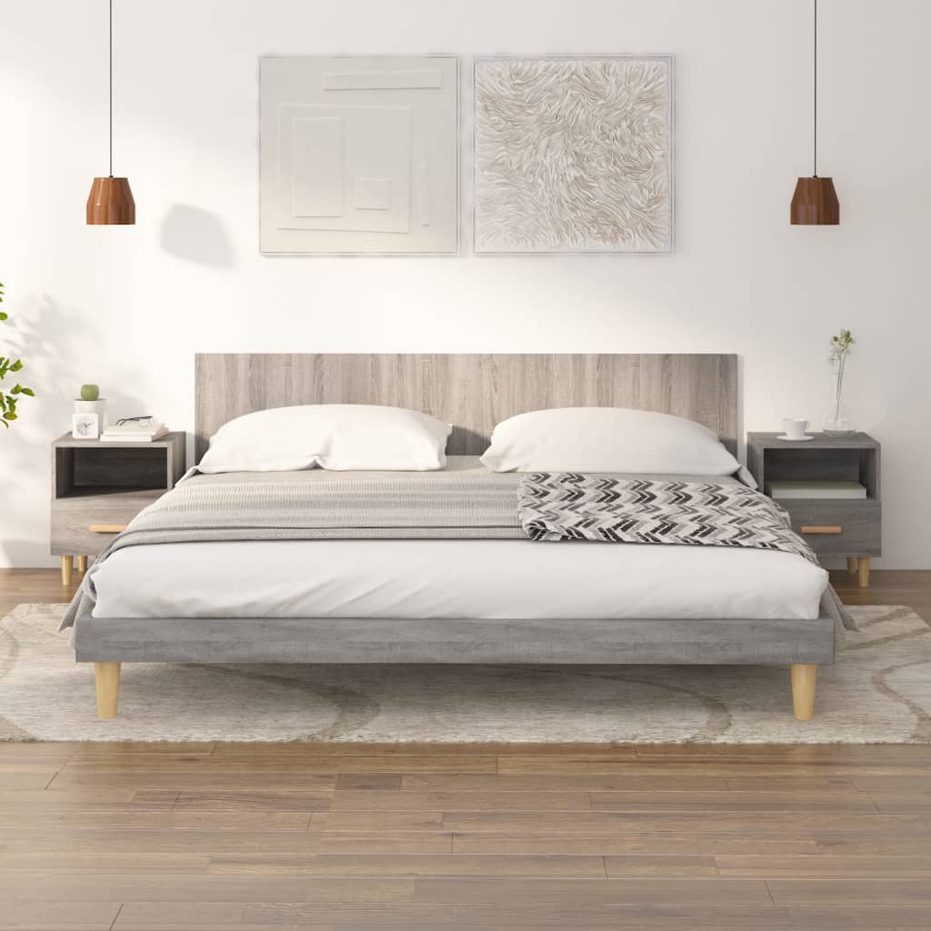 Comodini 2 Pz Grigio Sonoma 40x35x47 cm