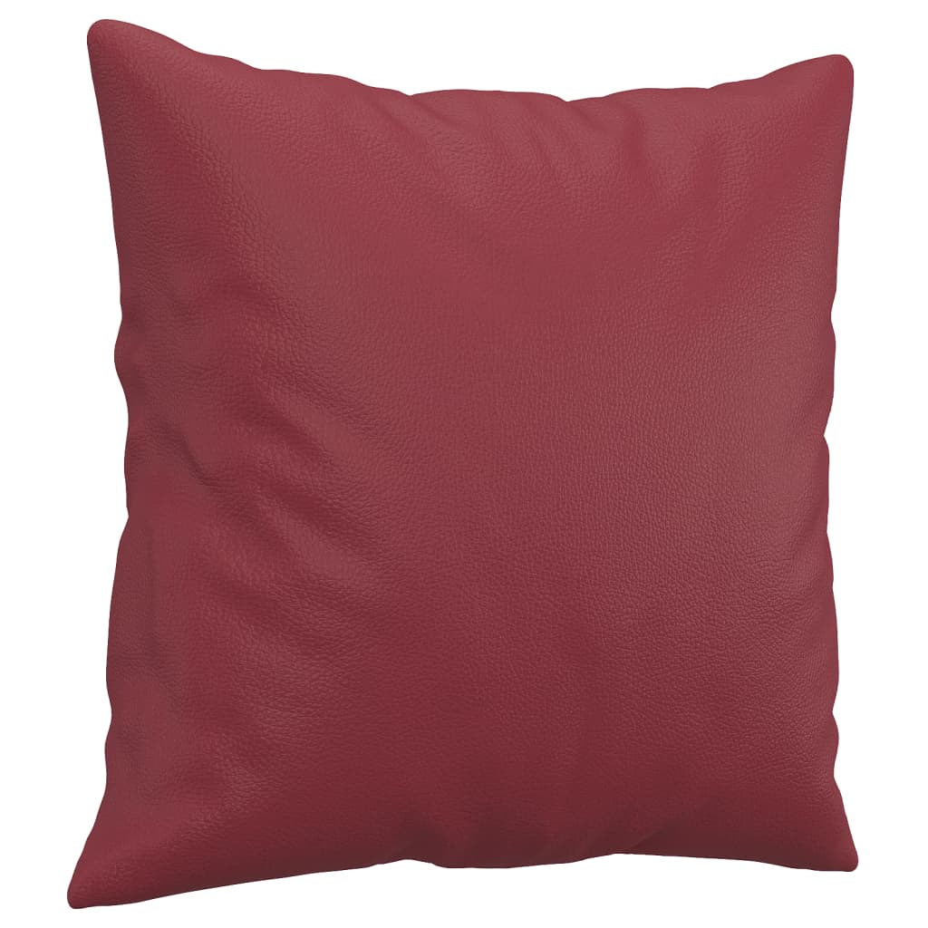 Set Di Divani 2 Pz Con Cuscini Rosso Vino In Similpelle - Image 5