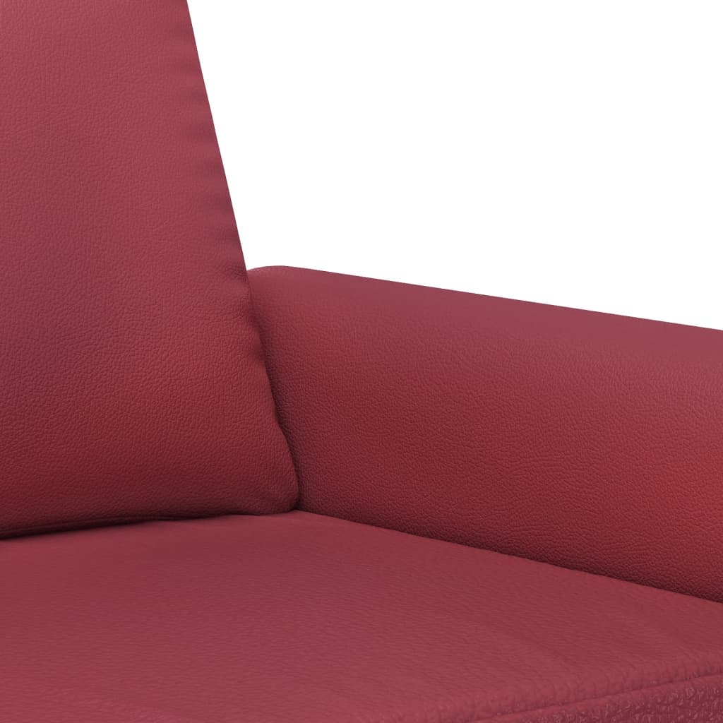 Set Di Divani 2 Pz Con Cuscini Rosso Vino In Similpelle - Image 6
