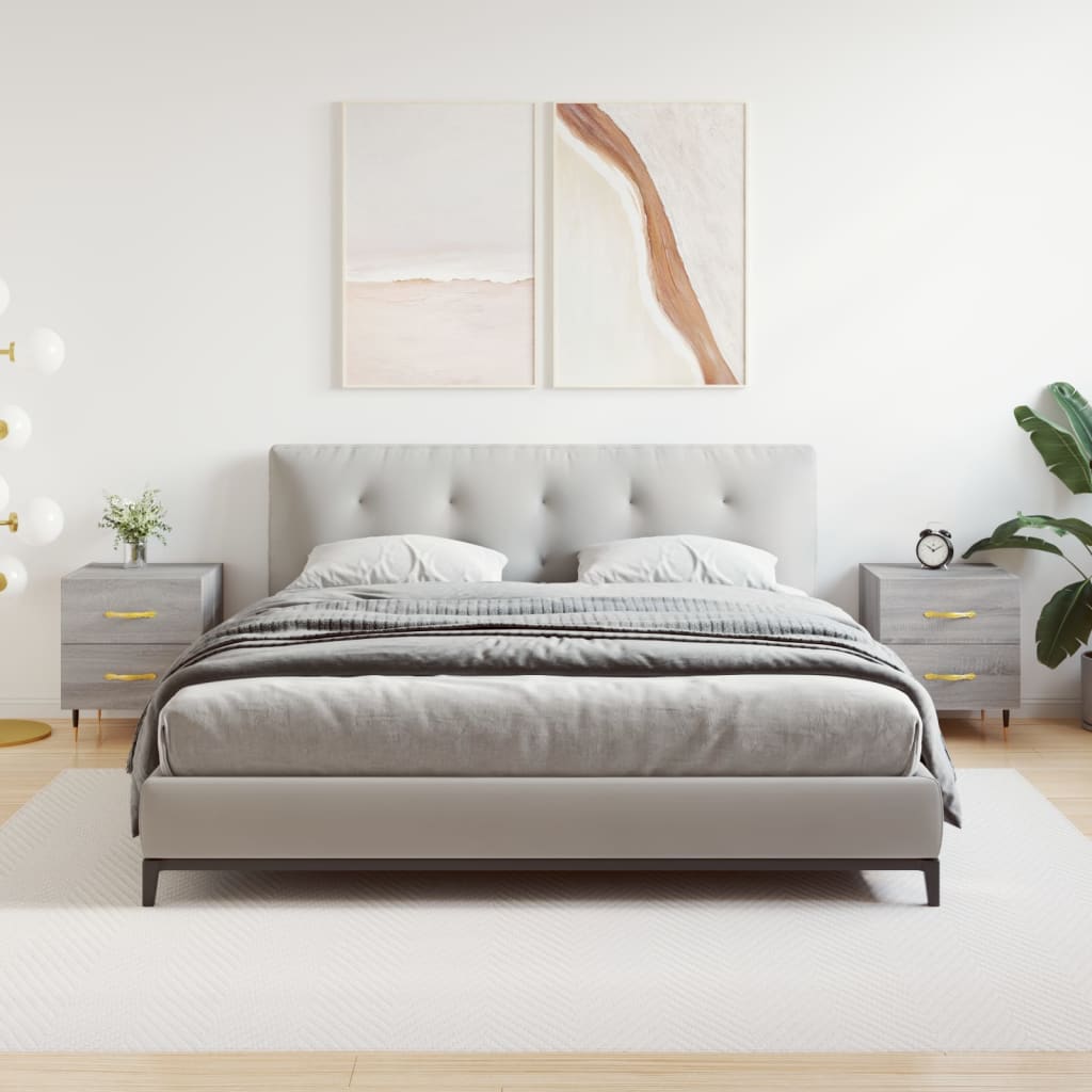 Comodini 2 Pz Grigio Sonoma 40x35x47,5 Cm In Legno Multistrato