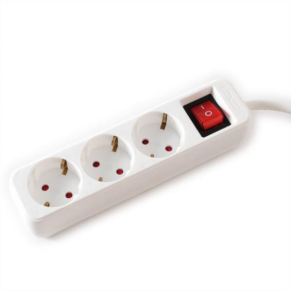 Value Power Strip, 3x, Con Interruttori, Bianco, 3m, Shuko