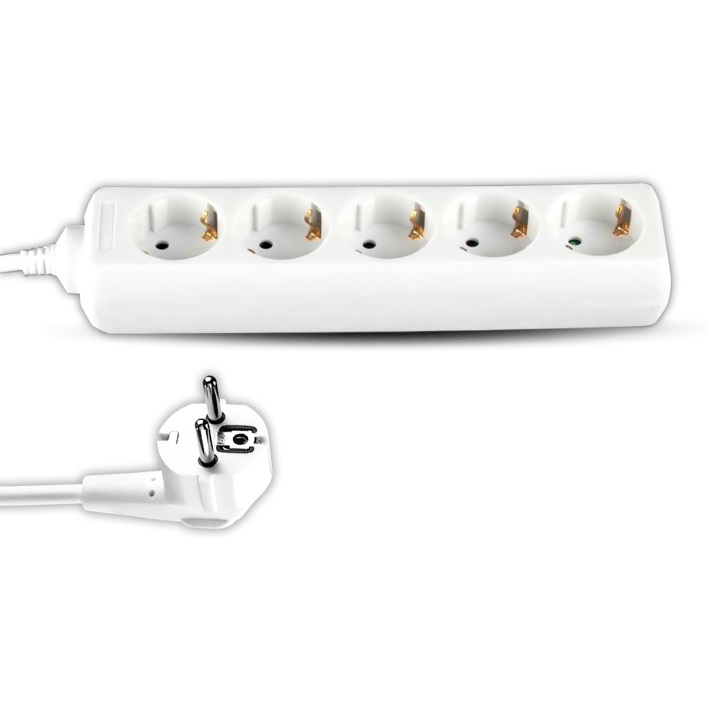 5 Ways Socket (3g 1.5mm2 X 3m) Polybag With Card White