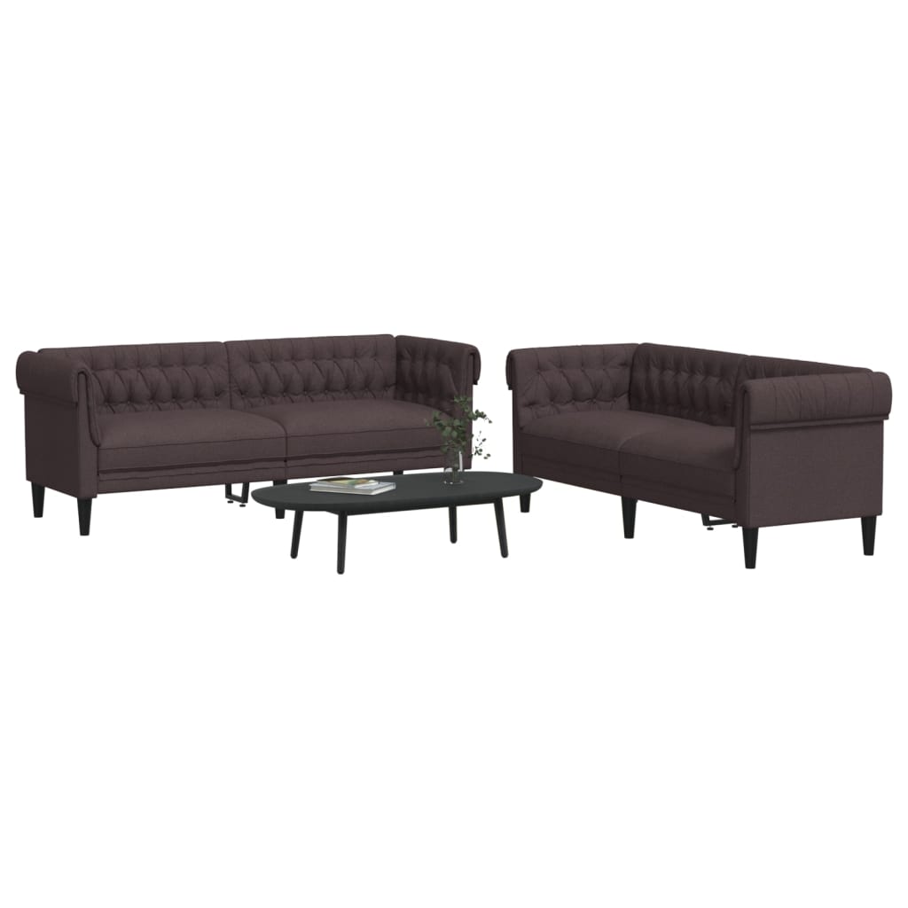 Set Di Divani 2 Pz Marrone Scuro In Tessuto