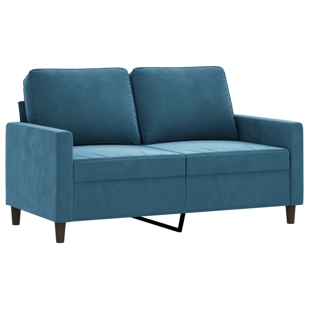 Set Di Divani 3 Pz Con Cuscini Blu In Velluto - Image 4