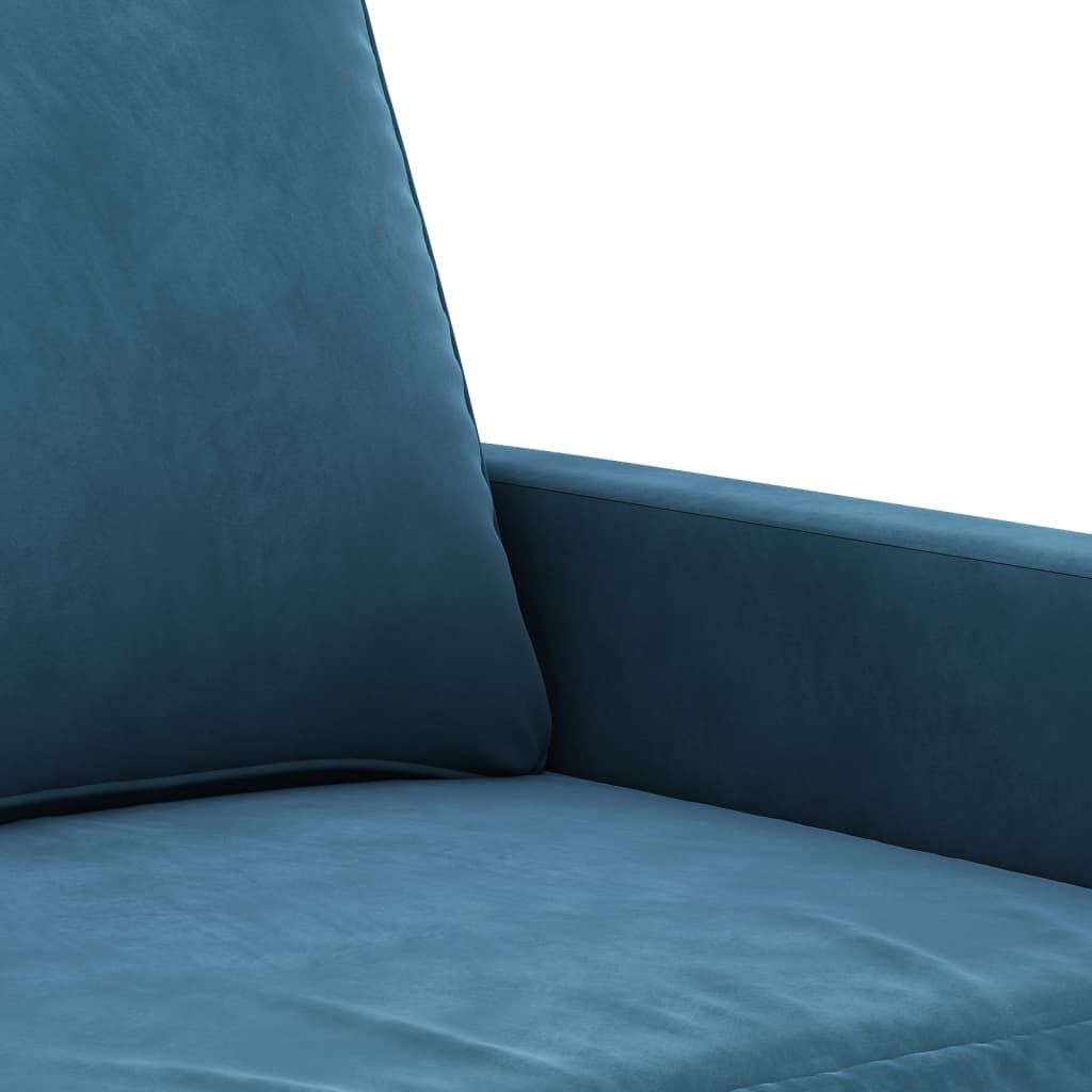 Set Di Divani 3 Pz Con Cuscini Blu In Velluto - Image 6