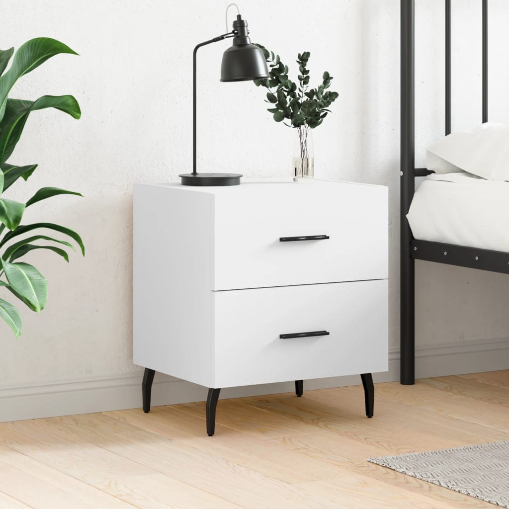 Comodino Bianco 40x35x47,5 Cm In Legno Multistrato