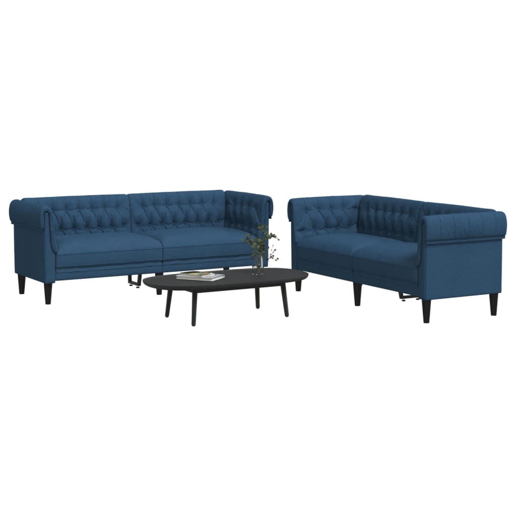 Set Di Divani 2 Pz Blu In Tessuto