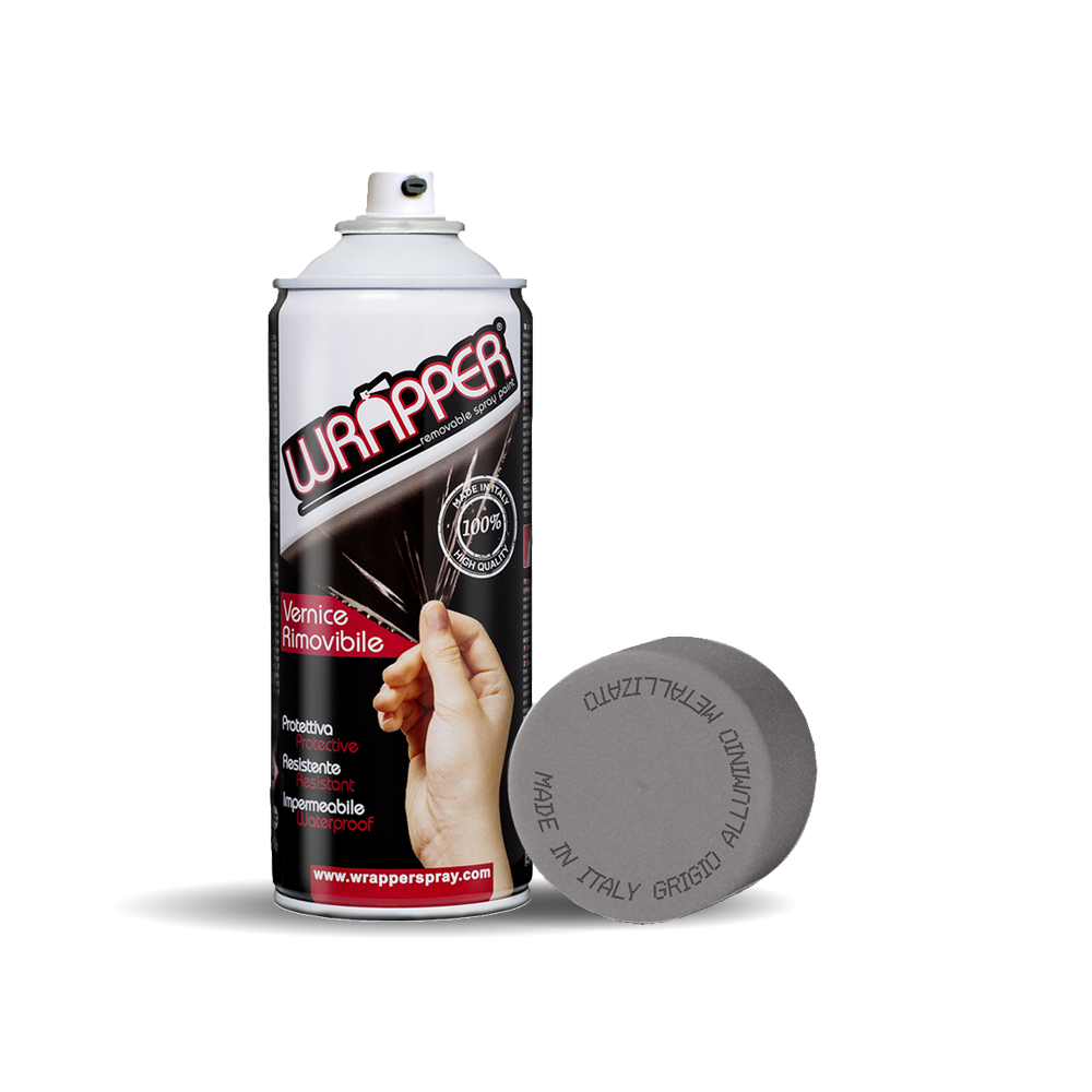 Wrapper, Pellicola Spray Rimovibile, 400 Ml - Grigio Alluminio Metallizzato