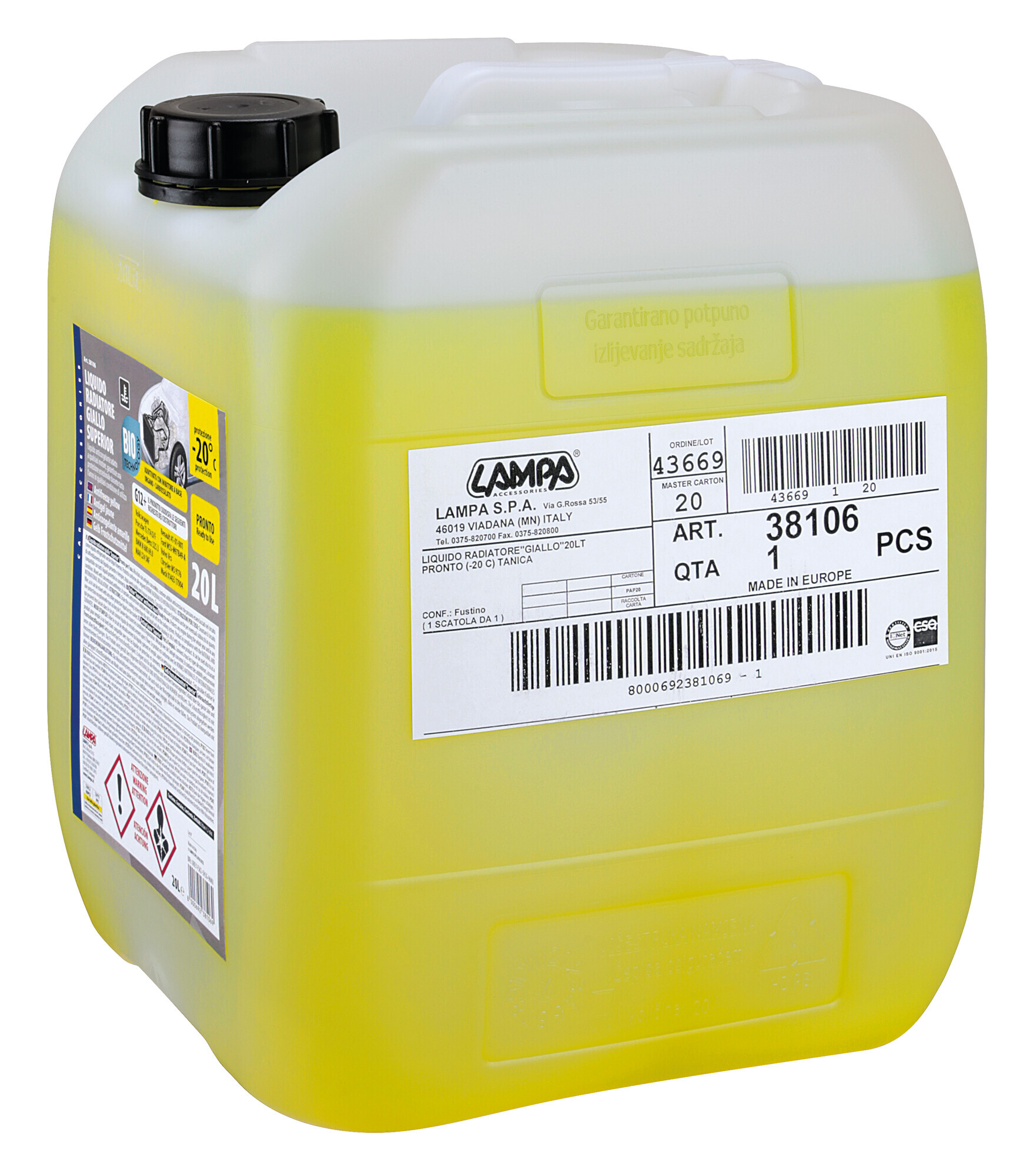 SuperioR-Giallo G12+, Liquido Antigelo Radiatore (-20°c) - 20 L