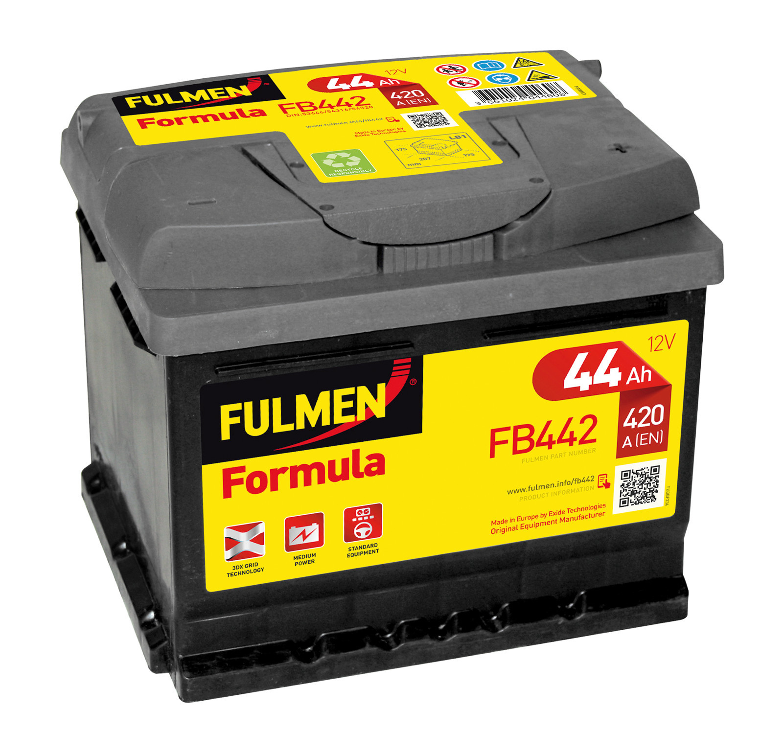 Batteria 12v - Fulmen Formula - 44 Ah - 420 A - Lb1