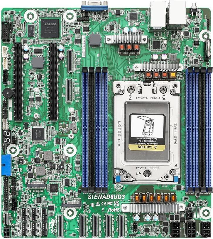 Asrock Rack Sienad8ud3 - Motherboard - Deep Micro Atx - Socket Sp6 / Lga4844 Socket - Usb 3,2 Gen 1 - 2 X Gigabit Lan - OnboarD-Grafik (sienad8ud3)