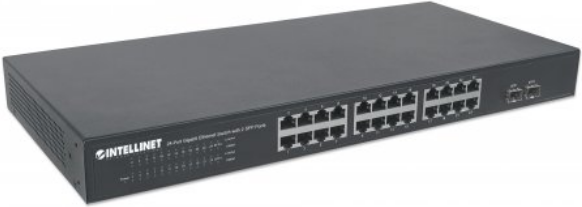 Intellinet 24-Port Gigabit Ethernet Switch With 2 Sfp Ports - Switch - Nicht Verwaltet - 24 X 10/100/1000 + 2 X Gigabit Sfp - Desktop, An Rack Montie