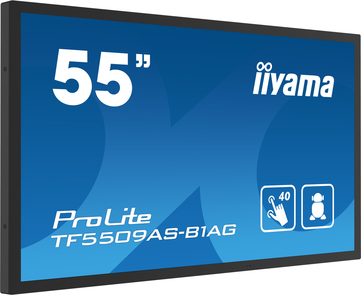 Iiyama Tf5539aS-B1ag 139,7cm 55zoll Pcap AntI-Glare Bezel Free Android 11 Os 40-Points Touch Screen 3840x2160 Ips Panel 24/7 [energieklasse F] (tf553