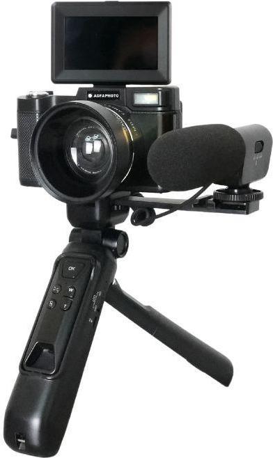 Agfa Photo VlogginG-Set: Kamera VlG-4k Mit Weitwinkelobjektiv, PowerbanK-Stativ, Fernbedienung Und Mikrofon (vlg4kdig)