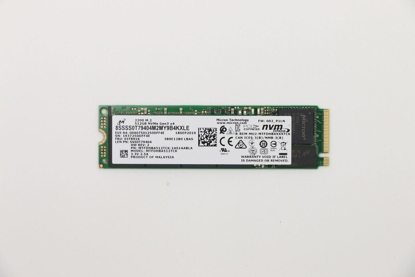 Lenovo Micron 2200 512gb M.2 Pcie 2280 Mtfdhba512tcK-1as1aab (01fr916)