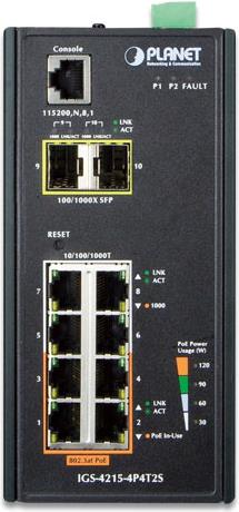 Planet IgS-4215-4p4t2s - Switch - Verwaltet - 4 X 10/100/1000 + 4 X 10/100/1000 (poe) + 4 X Sfp - An DiN-Schiene Montierbar - Poe (144 W) (gS-4215-4p