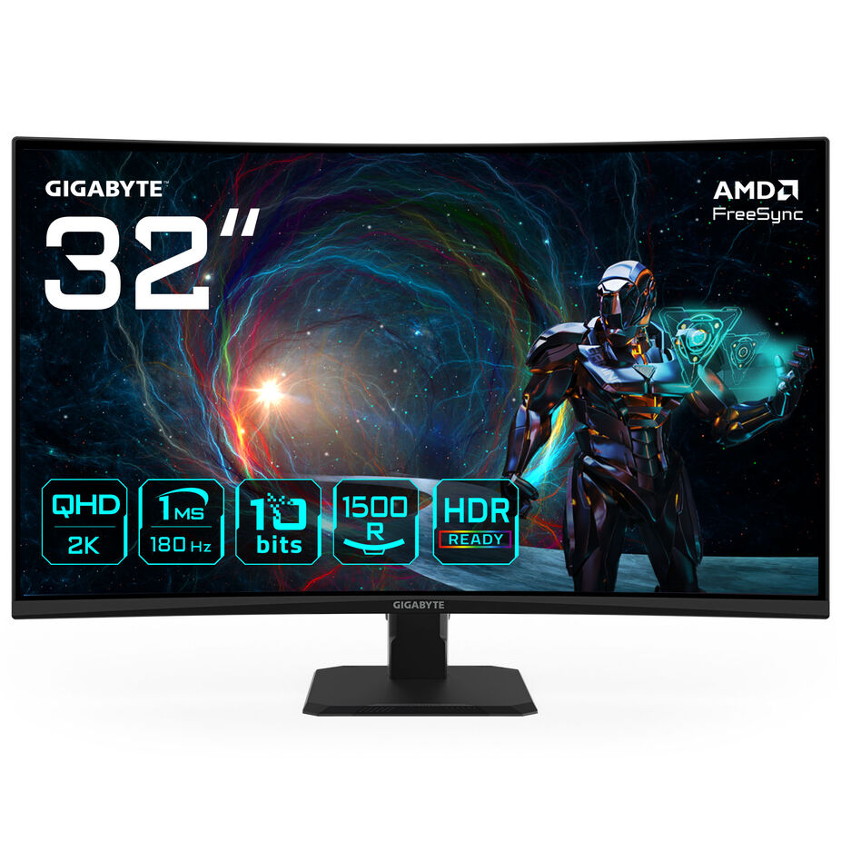 Gigabyte Gs32qca Eu, 32 Zoll Curved Gaming Monitor, 180hz, Wqhd, Va, Adaptivesync [energieklasse G] (gs32qca)