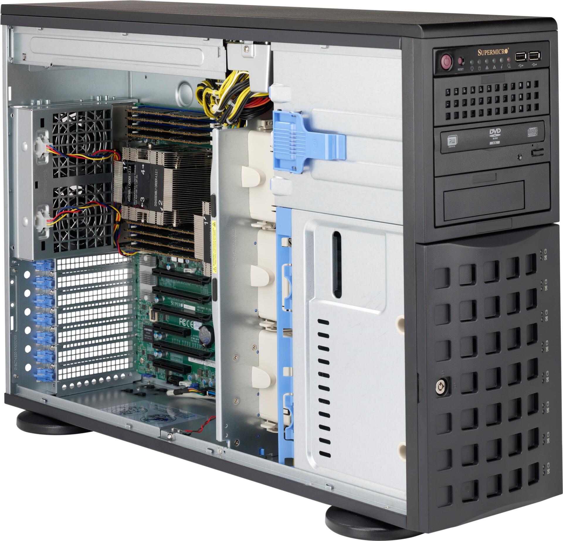 Supermicro Sc745 BaC-R1k23b - Tower - 4u - Erweitertes Atx - Sata/sas - HoT-Swap 1200 Watt - Schwarz - Usb