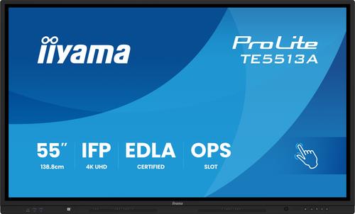 Iiyama Prolite Te5513A-B1ag , 138,6cm (54,6''), PuretoucH-Ir, 4k, UsB-C, Rs232, Ethernet, Usb, Schwarz Touchmonitor, Bildschirmdiagonale: 138,6 Cm (5