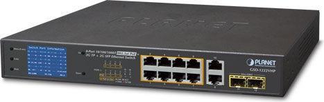 Planet GsD-1222vhp - Switch - Unmanaged - 8 X 10/100/1000 (poe+) + 2 X 10/100/1000 + 2 X 1000basE-X Sfp - Desktop - Poe+ (120 W) (gsD-1222vhp)