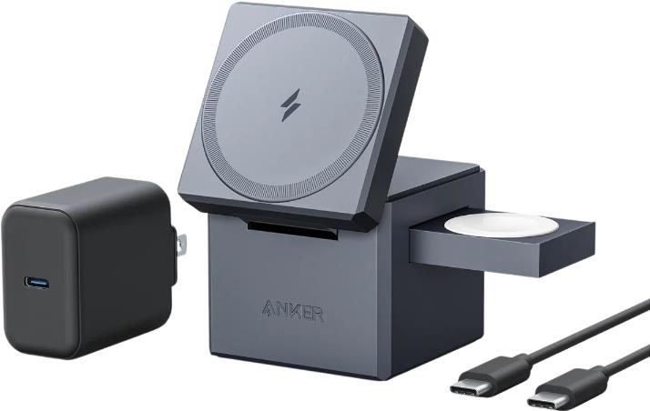 Anker Innovations Y1811g11 Ladegerät Für Mobilgeräte Kopfhörer - Smartphone - Smartwatch Schwarz Ac - Usb Kabelloses Aufladen Schnellladung Drinnen (
