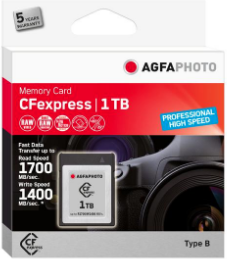 Agfaphoto Cfexpress Professional - 1000 Gb - Cfexpress - Nand - 1700 Mb/s - 1400 Mb/s - Kältebeständig - Hitzebeständig - Schockresistent - Röntgensi