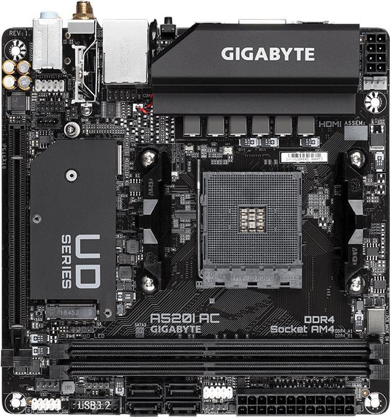 Gigabyte A520i Ac - 1,0 - Motherboard - MinI-Itx - Socket Am4 - Amd A520 Chipsatz - Usb 3,2 Gen 1 - Gigabit Lan, WI-Fi, Bluetooth - OnboarD-Grafik (c