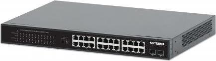Intellinet 24-Port Gigabit Ethernet Poe+ Switch Mit 2 SfP-Ports Ieee 802.3at/af (poe+/poe)-Konform, PoE-Strombudget 370 W, Zwei 1g SfP-Steckplätze, 4