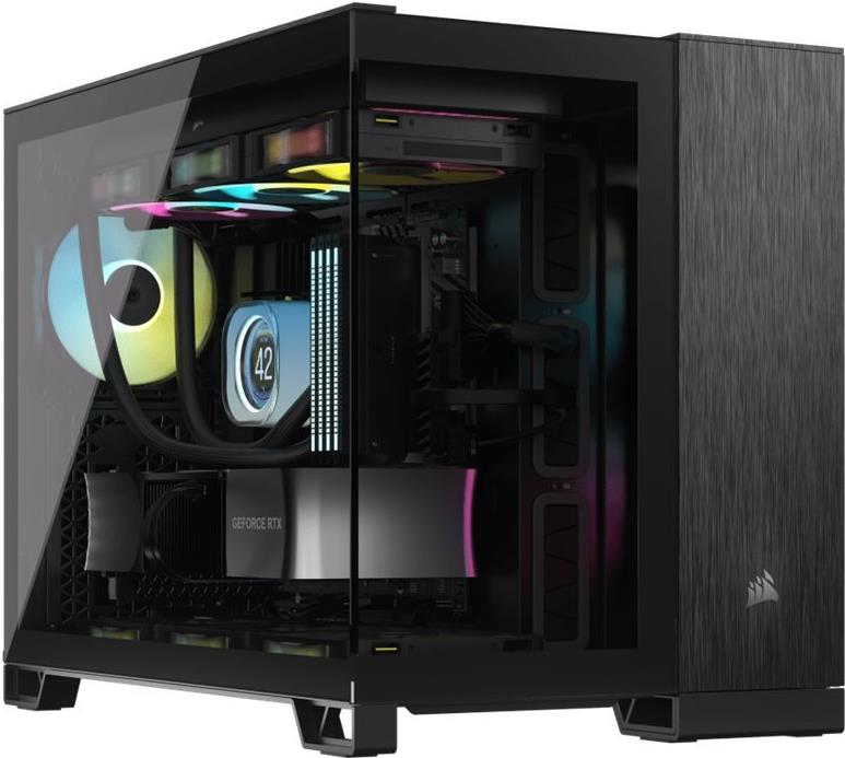 Corsair 2500x - Mid Tower - Micro Atx - Seitenteil Mit Fenster (gehärtetes Glas) - Keine Spannungsversorgung (atx) - Schwarz, Obsidian Aluminum - Usb