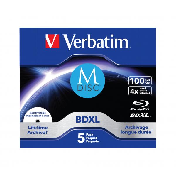 Verbatim 43834 Disco Vergine BlU-Ray Bdxl 100 Gb 5 Pz (verbatim M-Disc BD-R 4x 100gb Inkjet Printable)