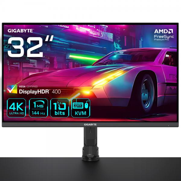 Gigabyte M32u 31.5 Monitor Da Gioco 4k Uhd Arm Edition - 3840 X 2160, 144hz, 1ms, 350 Cd/m², Freesync Premium Pro, Display Hdr400, Hdmi 2.1, Displayp