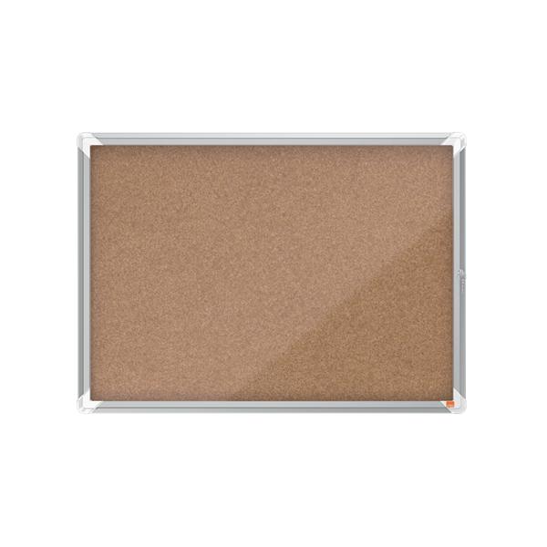 Nobo 1915326 Bacheca Per Appunti Interno Marrone Alluminio (nobo Premium Plus Cork Lockable Noticeboard Display Case Hinged Door 8 X A4 925x668mm 191