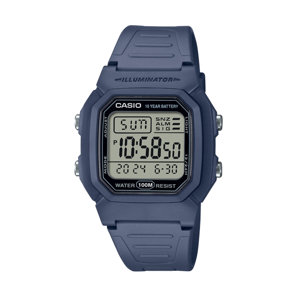 Casio Timeless Collection Mod. Diver - Double Time. Alarm. Chronograph - 10 Year Battery - Blue Avio