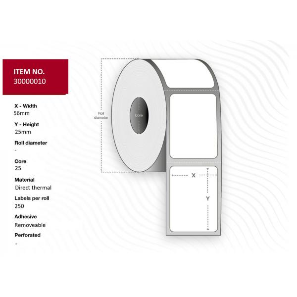 Capture 30000010 Etichetta Per Stampante Bianco (label 56x25 - Core 25. White. - ToP-Coated. Dt. Removable. - 1.000 Labels Per Roll. 24 Rolls Per Box