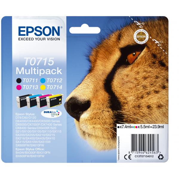 Epson T0715 Multipack - Confezione Da 4 - 23,9 Ml - Nero, Giallo, Ciano, Magenta