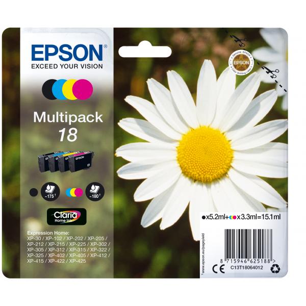 Epson 18 Multipack - Confezione Da 4 - 15,1 Ml - Nero, Giallo, Ciano, Magenta