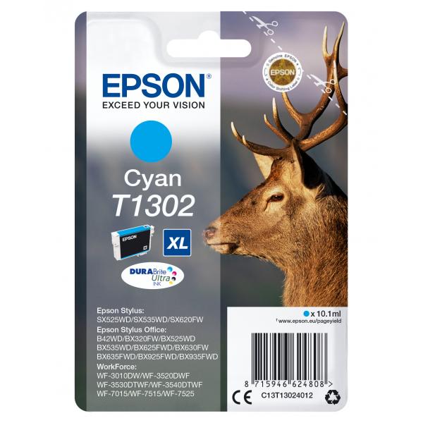 Epson T1302 - 10,1 Ml - Ciano - Blister Con Segnale Di Allarme Rf/acustico
