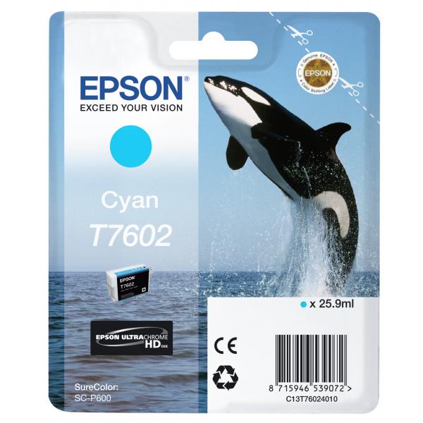 Epson T7602 - 26 Ml - Ciano - Originale - Confezione In Blister