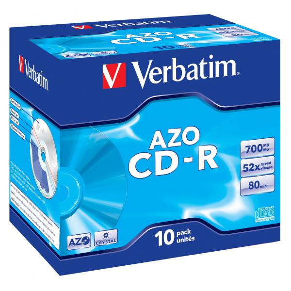 Verbatim Azo Crystal - 10 X CD-R - 700 Mb 52x - Custodia Per Gioielli (scatola)