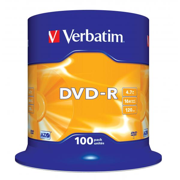 Verbatim 100 X DvD-R - 4,7 Gb 16x - Argento Opaco