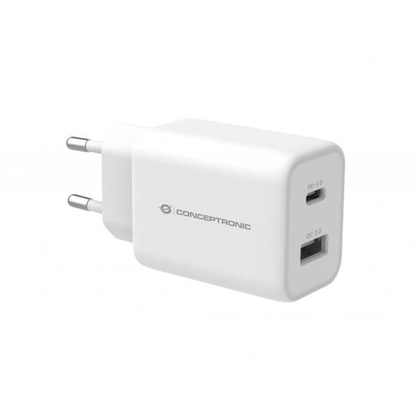 Caricabatterie Usb PD-Pps Conceptronic Althea A 2 Porte 33w, Qc 3.0, Interno, Ca, 3,3 V, Bianco