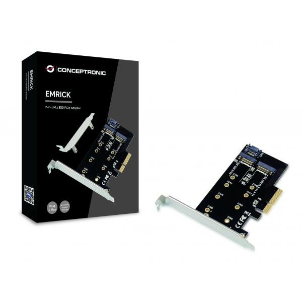 Conceptronic Emrick Adattatore Pcie Ssd M.2 2 In 1 Sata Ahci Nvme, Pcie, M.2, Pcie 3.0, Passivo, Cina, Jmb585 - Image 3