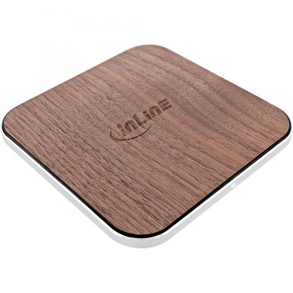 Inline Qi Woodcharge - Caricabatterie Rapido Wireless - 5/7,5/10 W/15 W - UsB-C