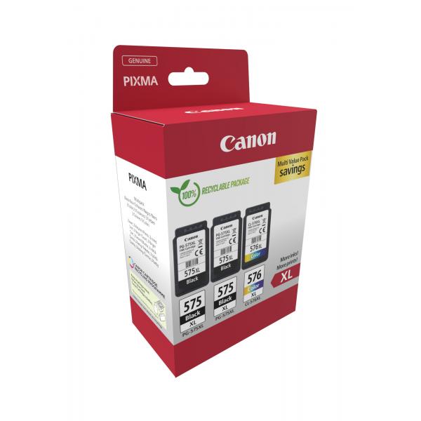 Multipack Canon PG-575xlx2/cL-576xl - Confezione Da 3 - Resa Elevata - Nero, Colore (ciano, Magenta, Giallo)