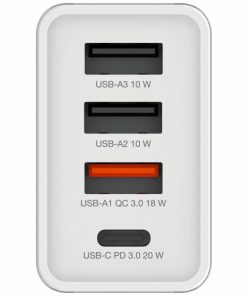 Alimentatore Verbatim - 30 Watt - 5 A - Pd 3.0, Qc 3.0 - 4 Porte Di Uscita (usB-C A 24 Pin, 3 X Usb Tipo a)